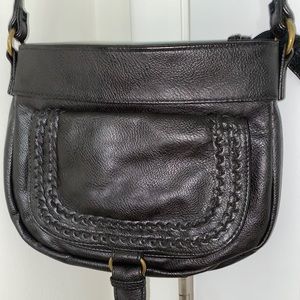 Black “leather” cross body purse